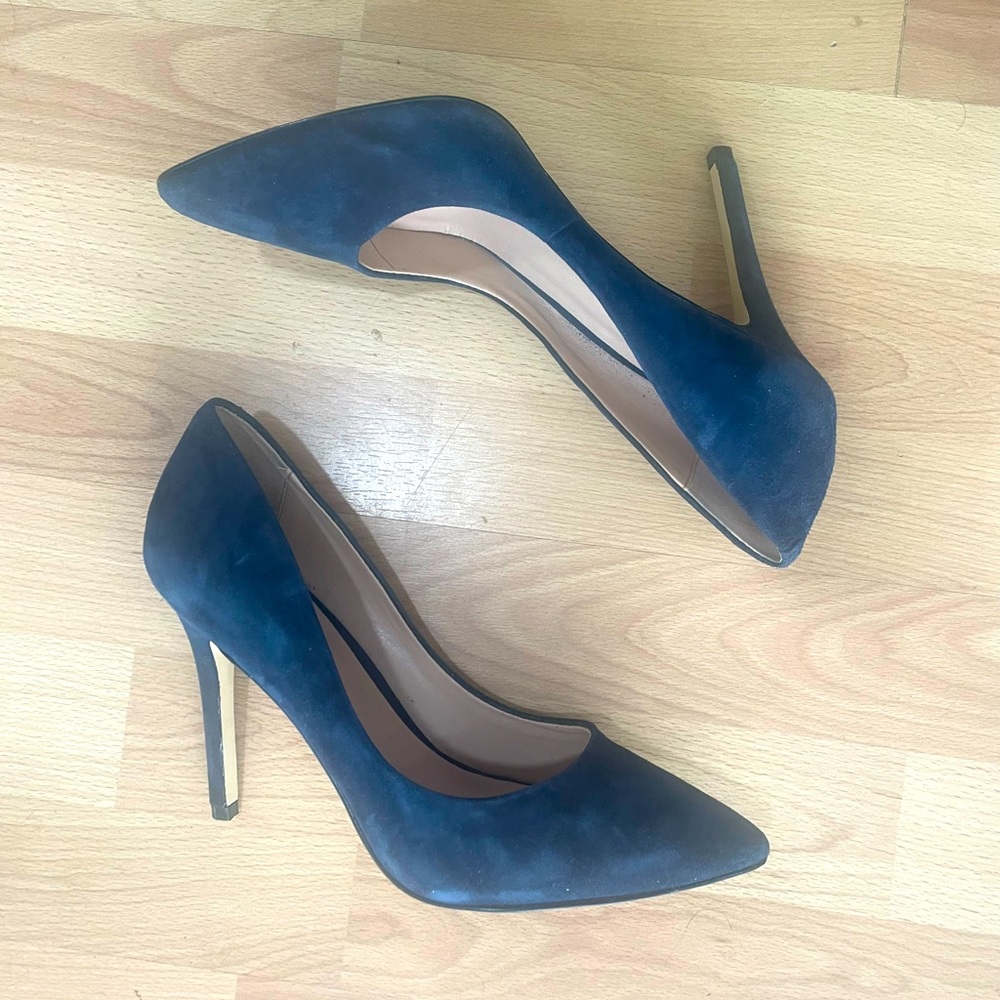 Neiman Marcus Blue Suede Heels (7.5)